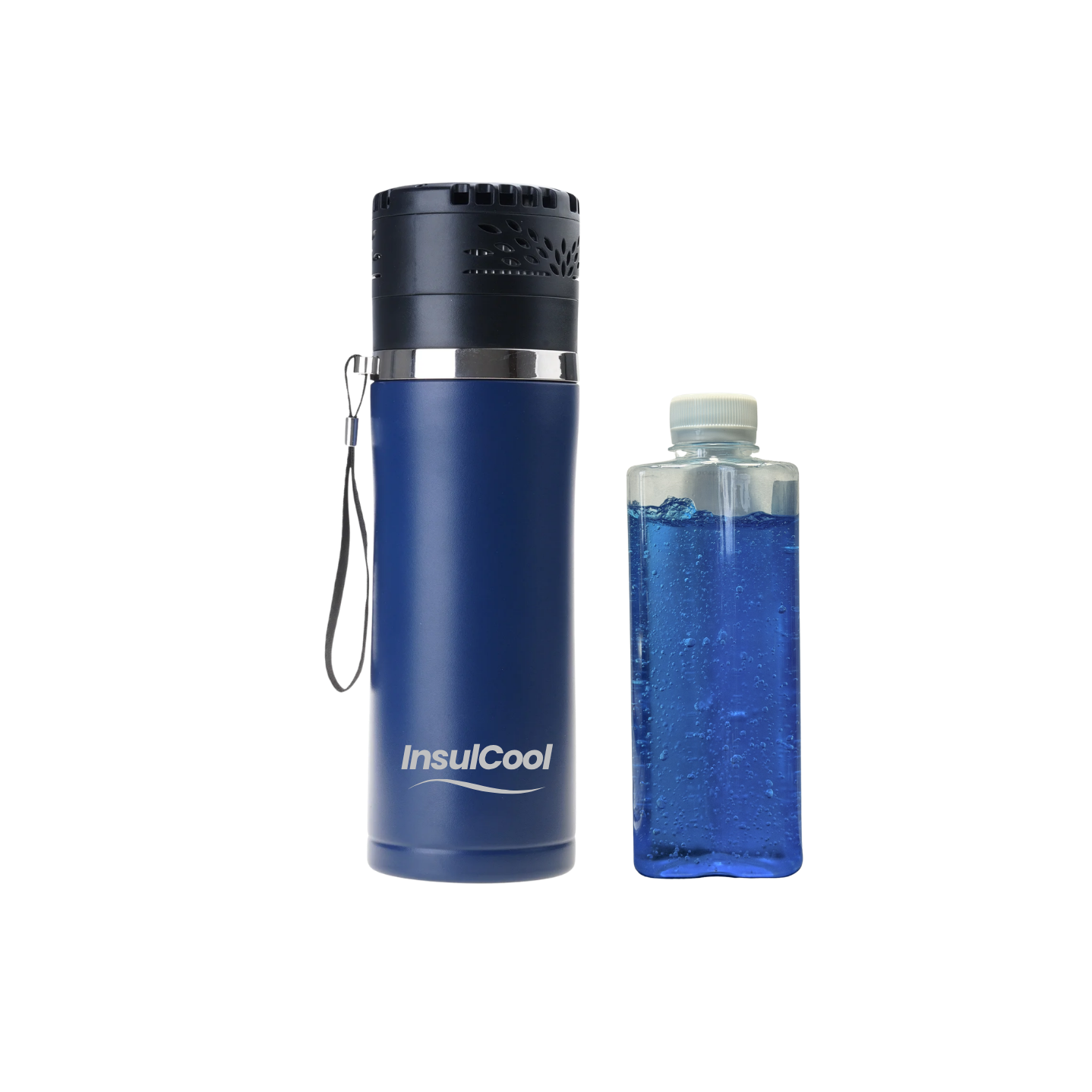 InsulCool Icelander portable insulin cooling case with cold gel bottle, USB plug-in, and LCD display