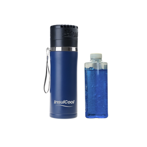 InsulCool Icelander portable insulin cooling case with cold gel bottle, USB plug-in, and LCD display