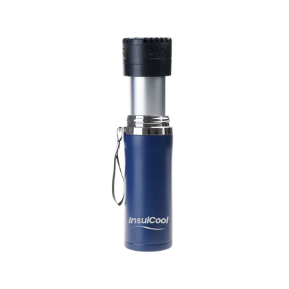 InsulCool Icelander portable insulin cooling case with cold gel bottle, USB plug-in, and LCD display