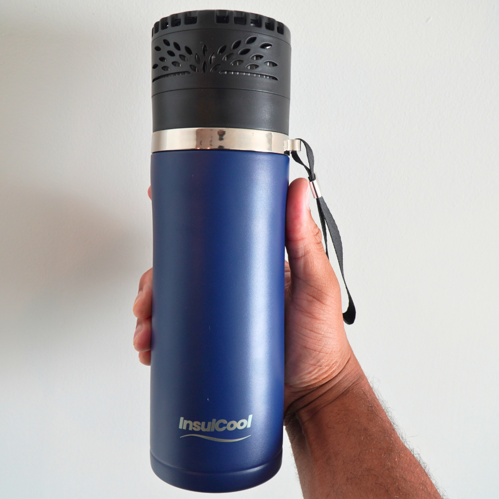 InsulCool Icelander portable insulin cooling case with cold gel bottle, USB plug-in, and LCD display