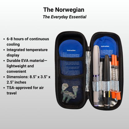InsulCool Norwegian compact insulin travel cooler with temperature display"