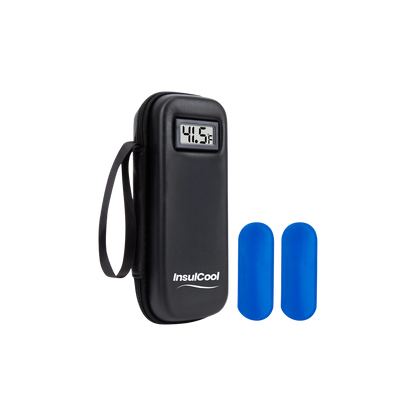 InsulCool Norwegian compact insulin travel cooler with temperature display"